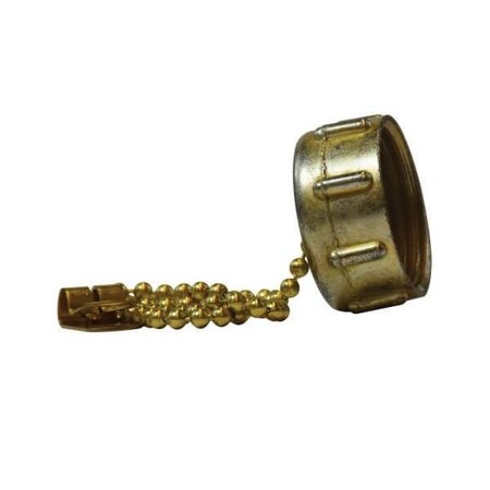 Midland Metal Garden Hose Cap, Cap, 34 Nominal, 75 psi, 35 to 100 deg F, Brass, 8 L Chain 30142